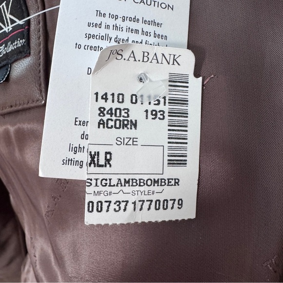 Jos. A. Bank Sig Lamb Bomber Jacket Coat Leather Acorn Brown XL REG NEW - Picture 8 of 11